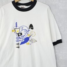 画像1: 90's Tom Drew Photographer "cheese" プリントリンガーTシャツ XL (1)