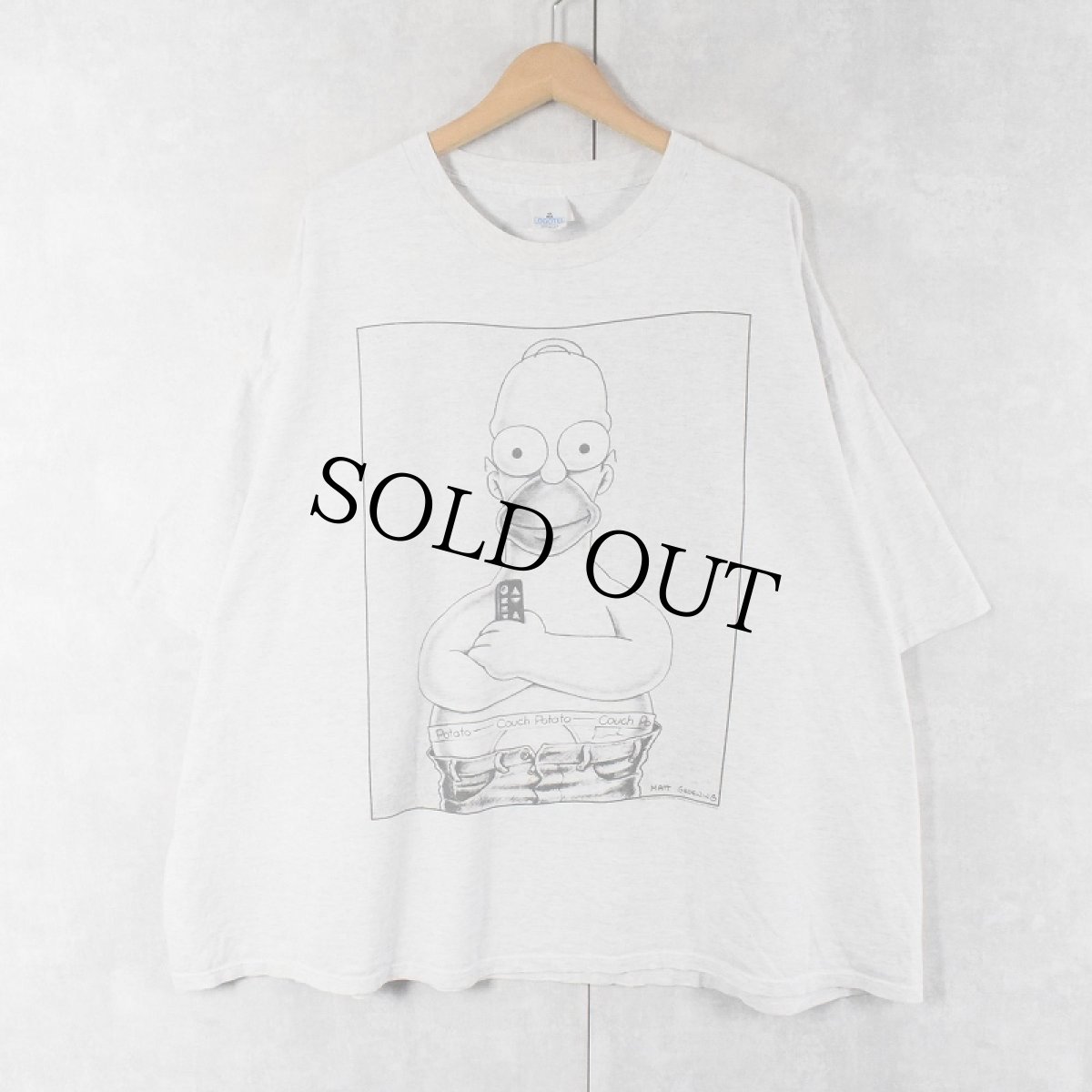 画像1: 90's THE SIMPSONS "Couch Potato" USA製 Calvin KleinパロディTシャツ 4XL (1)