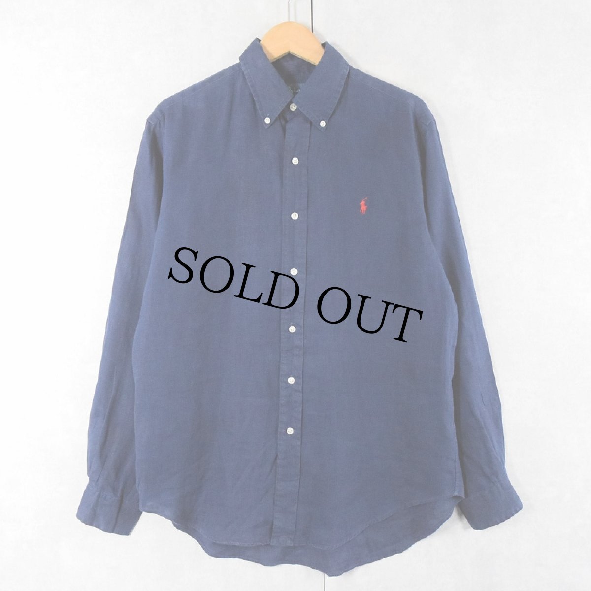 画像1: Ralph Lauren "CLASSIC FIT" リネンボタンダウンシャツ NAVY M (1)