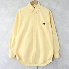 画像1: Ralph Lauren "BLAKE" 犬ロゴ刺繍 コットンボタンダウンシャツ S (1)