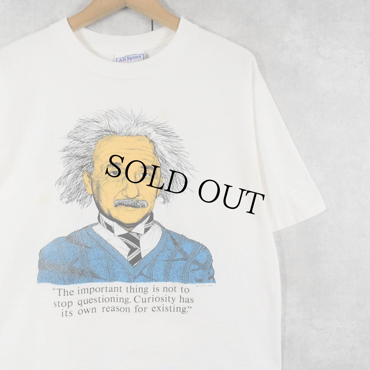 画像1: 90's Albert Einstein 偉人イラストプリントTシャツ L (1)