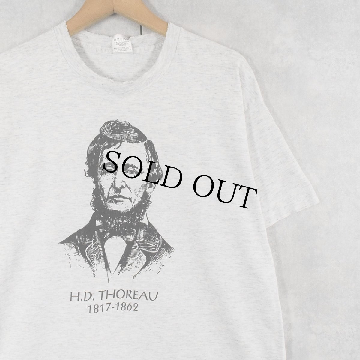 画像1: 90's H.D.THOREAU USA製 作家イラストプリントTシャツ XL (1)