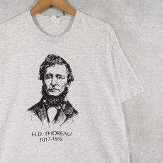 画像1: 90's H.D.THOREAU USA製 作家イラストプリントTシャツ XL (1)