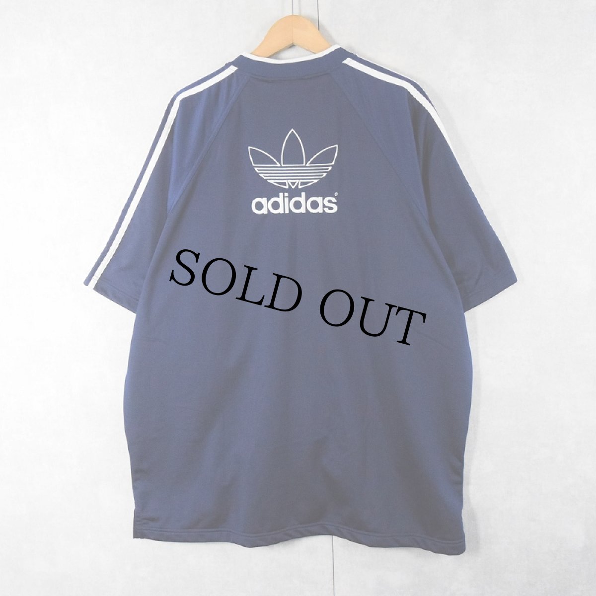 画像1: 90's adidas ロゴ刺繍 半袖トラックジャケット L (1)