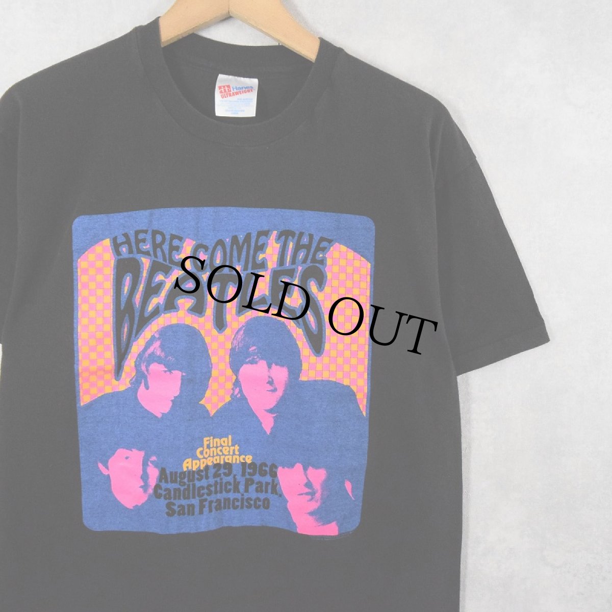 画像1: 90's THE BEATLES USA製 "Here Come The Beatles" ロックバンド コンサートTシャツ BLACK L (1)