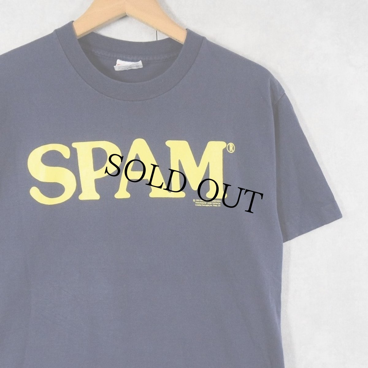 画像1: 90's SPAM USA製 ロゴプリントTシャツ NAVY L (1)