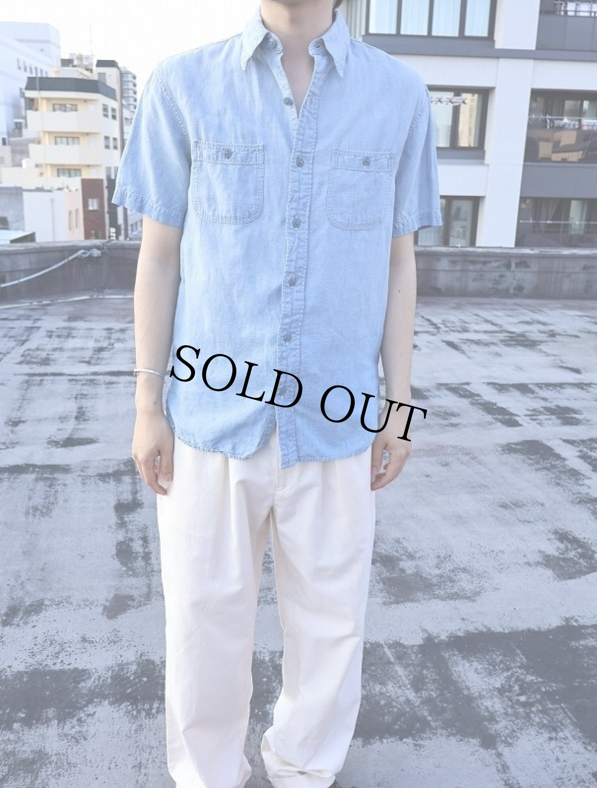 画像2: Ralph Lauren RRL マチ付き シャンブレーシャツ S (2)