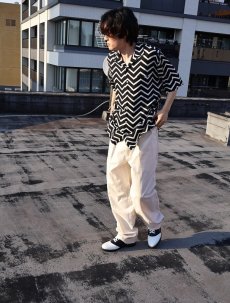 画像2: POLO Ralph Lauren シェブロン柄 ビスコースオープンカラーシャツ S (2)