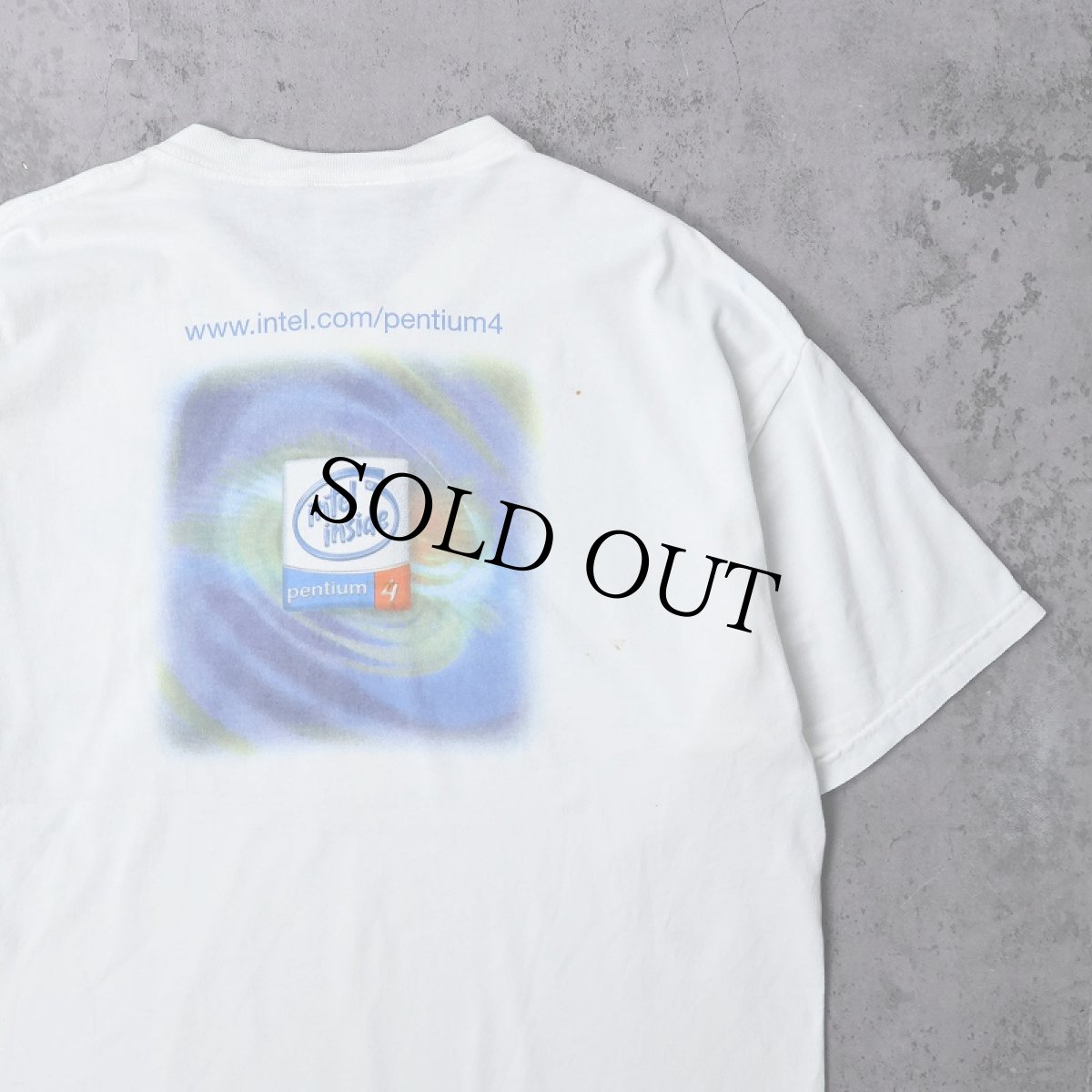 画像1: 2000's intel inside Pentium 4 コンピューター企業プリントTシャツ L (1)