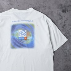 画像1: 2000's intel inside Pentium 4 コンピューター企業プリントTシャツ L (1)