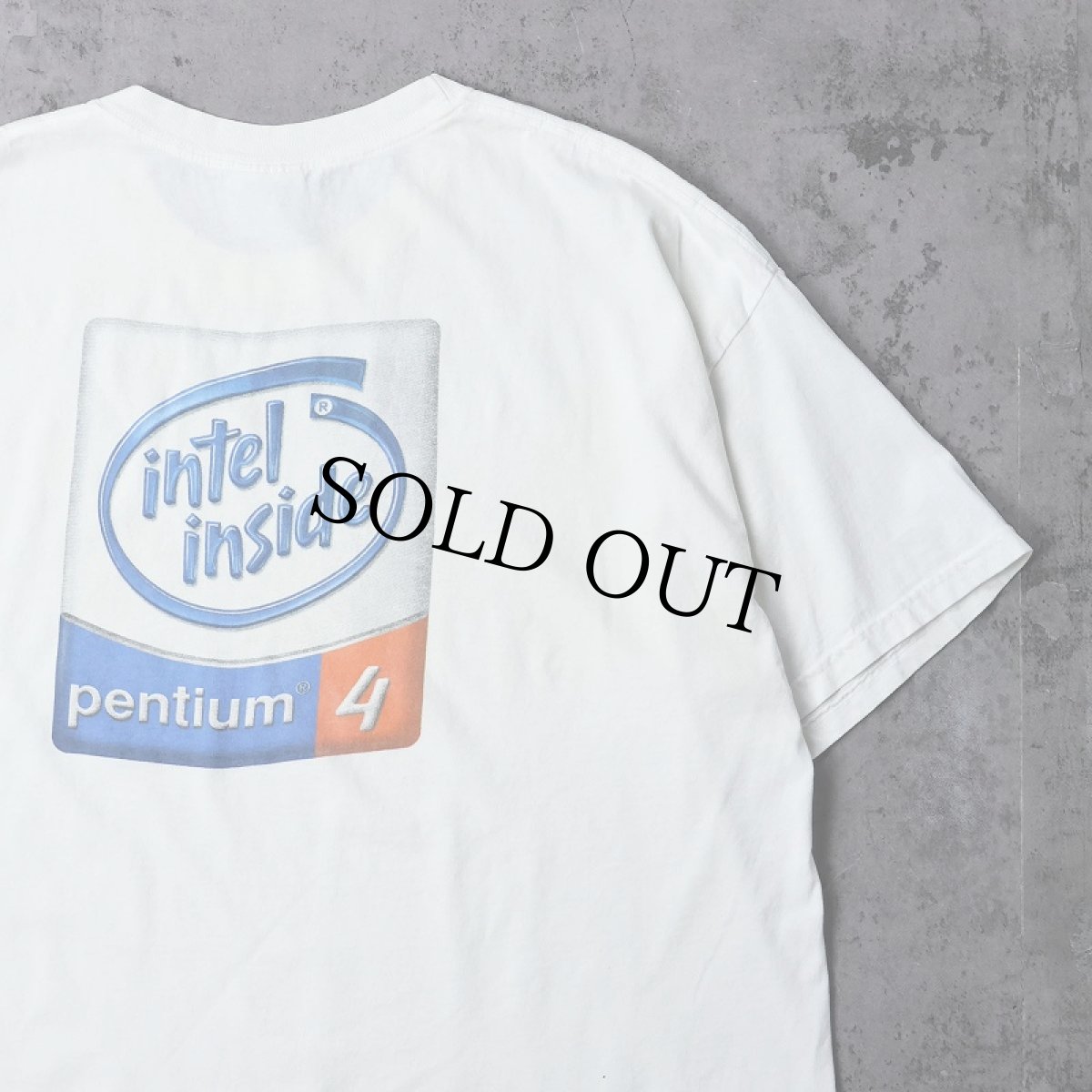 画像1: 2000's intel inside Pentium 4 コンピューター企業プリントTシャツ XL (1)