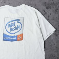 画像1: 2000's intel inside Pentium 4 コンピューター企業プリントTシャツ XL (1)