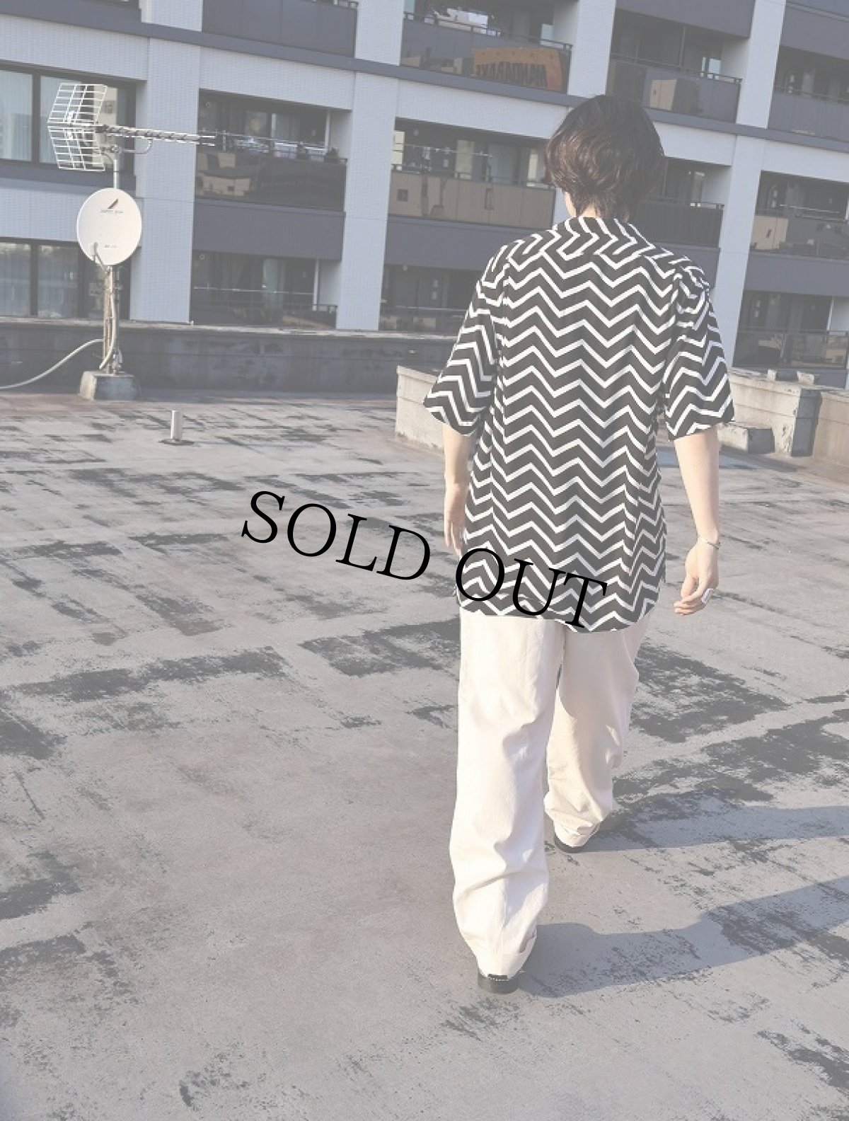 画像3: POLO Ralph Lauren シェブロン柄 ビスコースオープンカラーシャツ S (3)