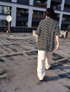 画像3: POLO Ralph Lauren シェブロン柄 ビスコースオープンカラーシャツ S (3)