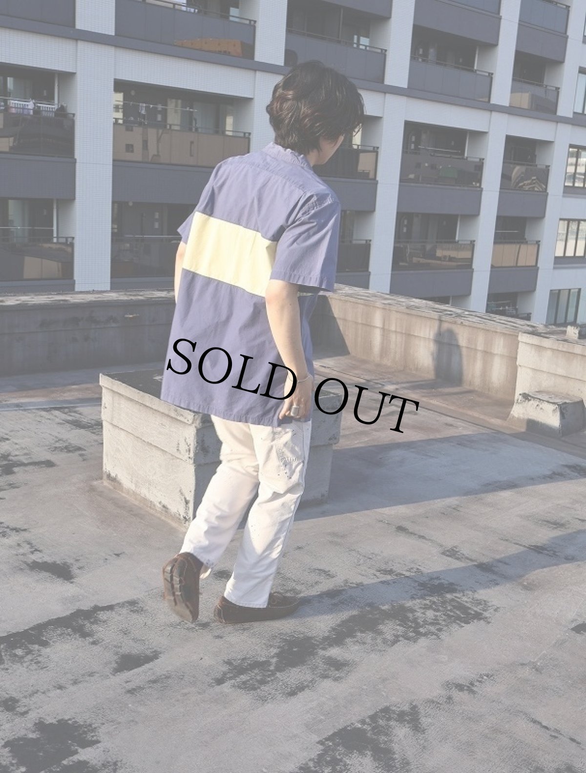 画像2: POLO Ralph Lauren ボーダー柄 コットンオープンカラーシャツ M (2)