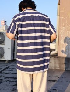 画像2: 80〜90's POLO COUNTRY Ralph Lauren ボーダー柄 コットンオープンカラーシャツ M (2)