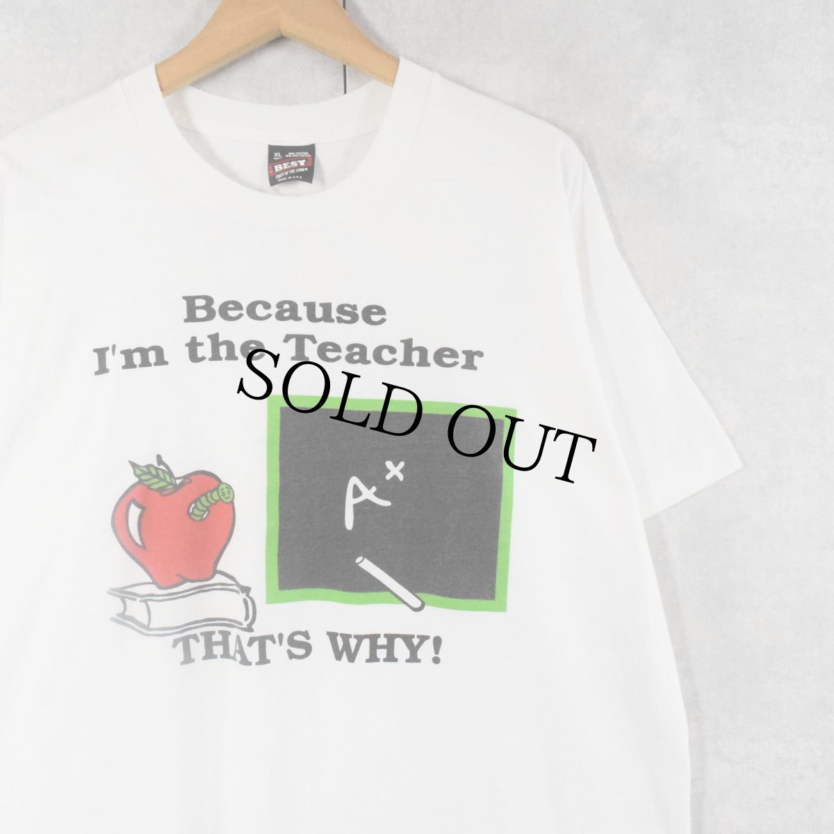 画像1: 90's "Because I'm the Teacher" アートプリントTシャツ XL (1)