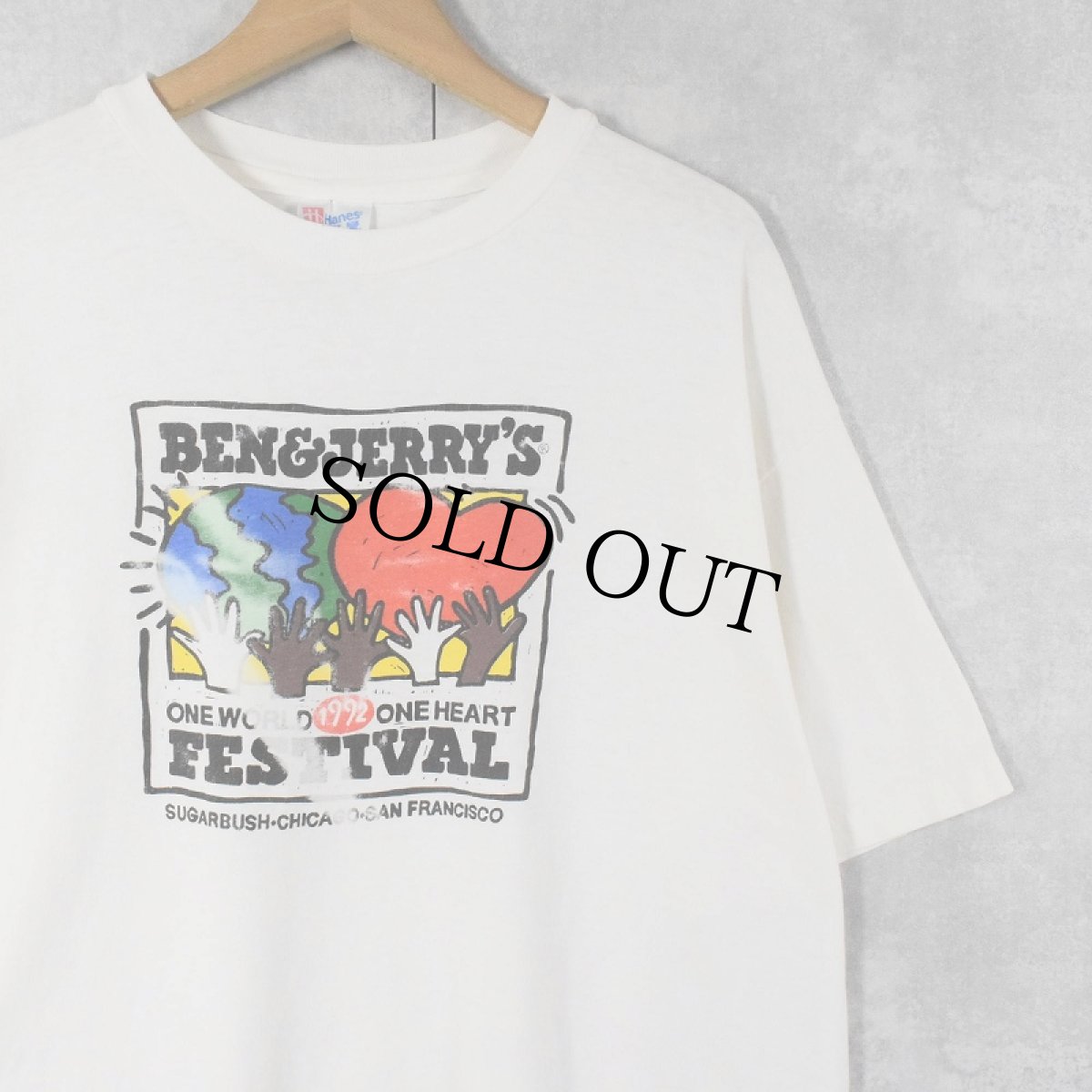 画像1: 90's BEN&JERRY'S USA製 企業プリントTシャツ XL (1)