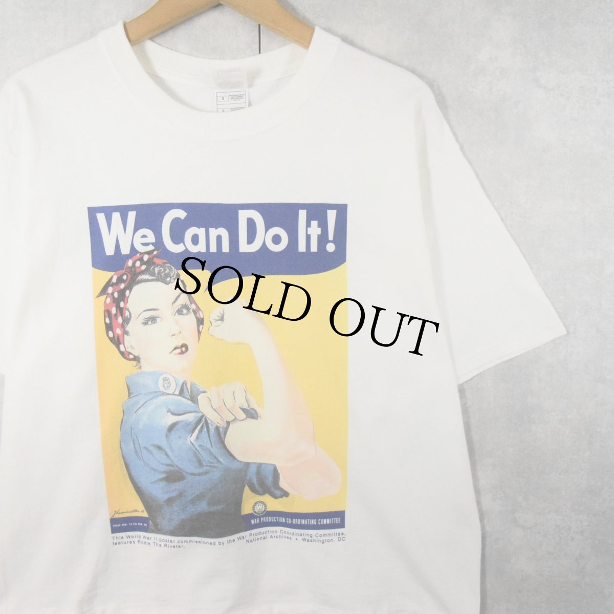 画像1: 90~2000's "We Can Do It!" 第二次世界大戦 ポスタープリントTシャツ L (1)
