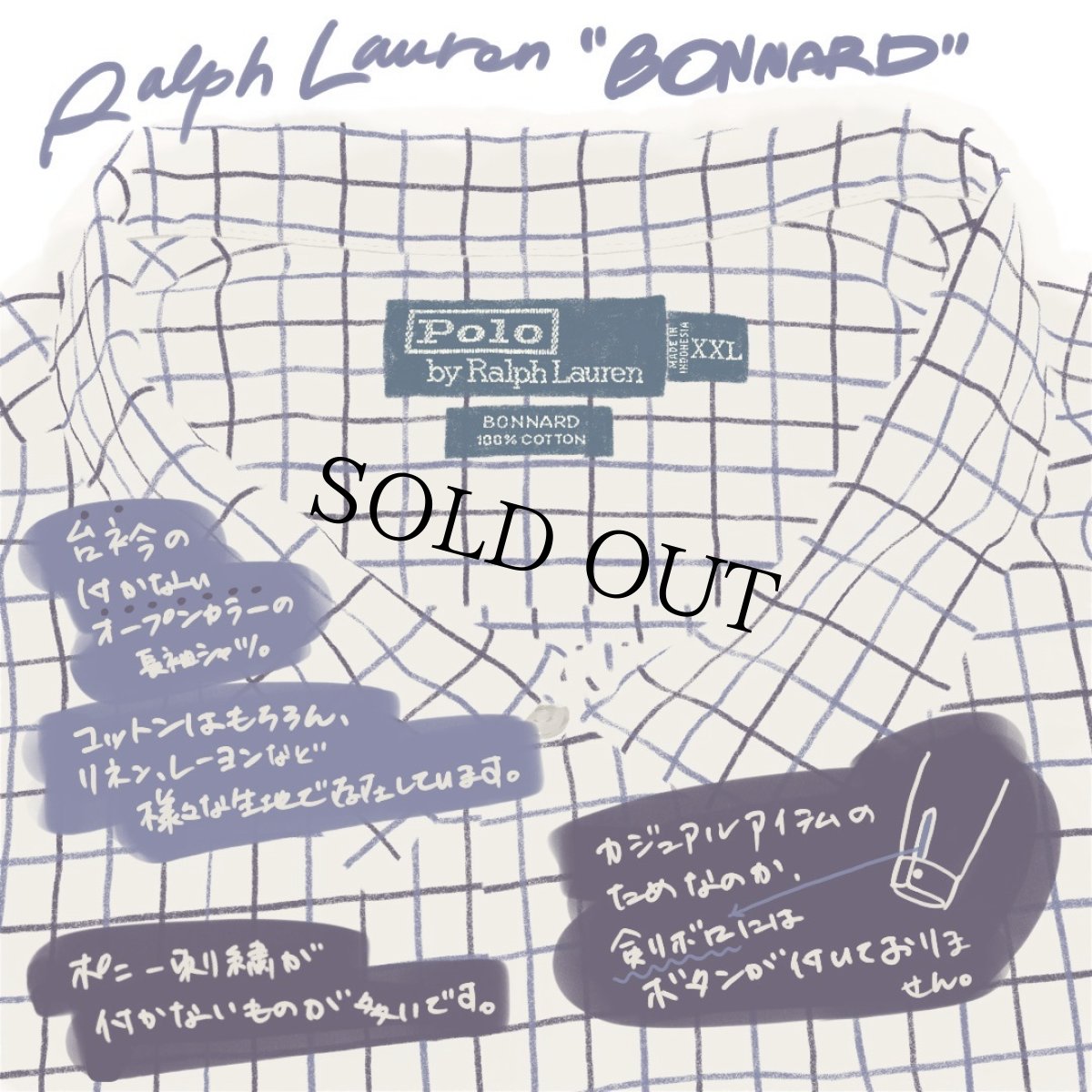 画像2: POLO Ralph Lauren "BONNARD" ポニー無し チェック柄 コットンシャツ タグ付き未使用 XXL (2)
