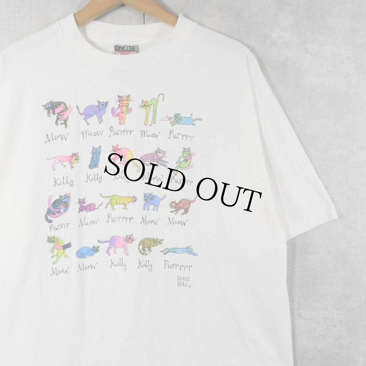 画像1: 90's Tyrrell Katz ネコイラストプリントTシャツ XL (1)
