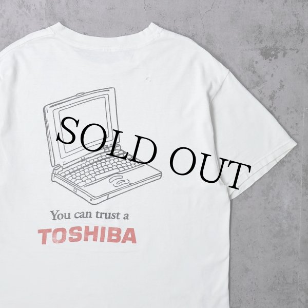 【新品未使用】USA製90sヴィンテージTOSHIBA NFLT Tシャツ 90年代 90s アメリカ製 マイクロソフト ネイビー 紺 企業 テック