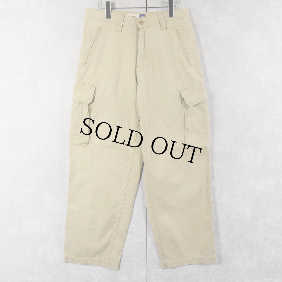 画像1: GAP ヘリンボーンツイル コットンカーゴパンツ W32 (1)
