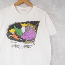 画像1: 80〜90's Bloom County USA製 "ANXIETY PRONE" 風刺漫画 プリントTシャツ L (1)