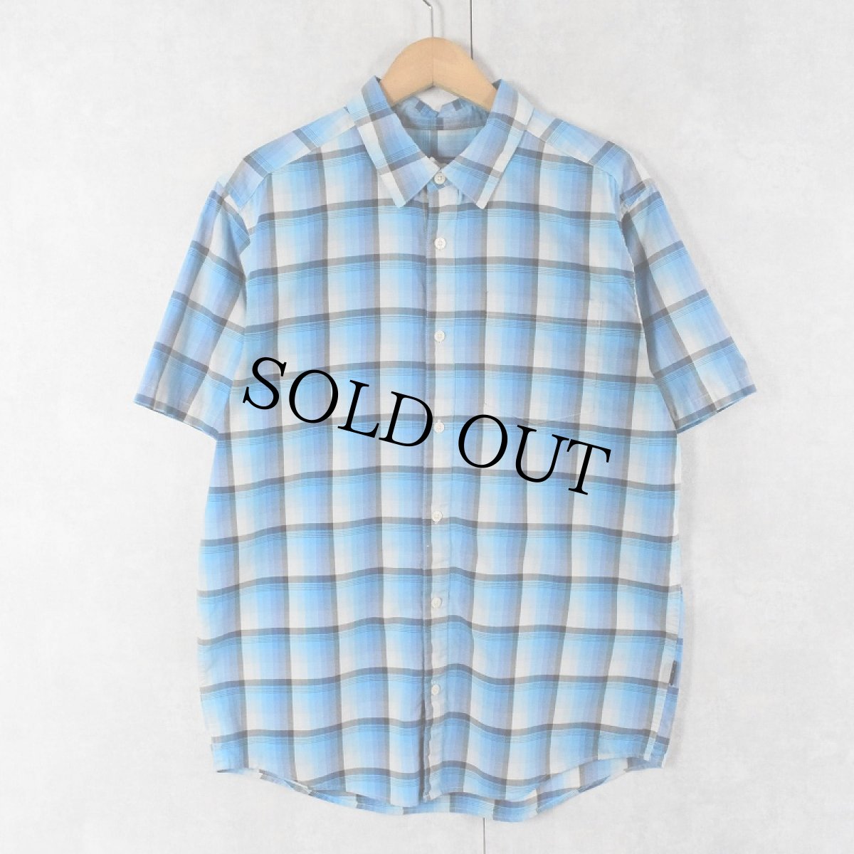 画像1: Patagonia ORGANIC COTTON オンブレーチェック柄 コットンポリシャツ M (1)