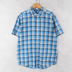 画像1: Patagonia ORGANIC COTTON オンブレーチェック柄 コットンポリシャツ M (1)