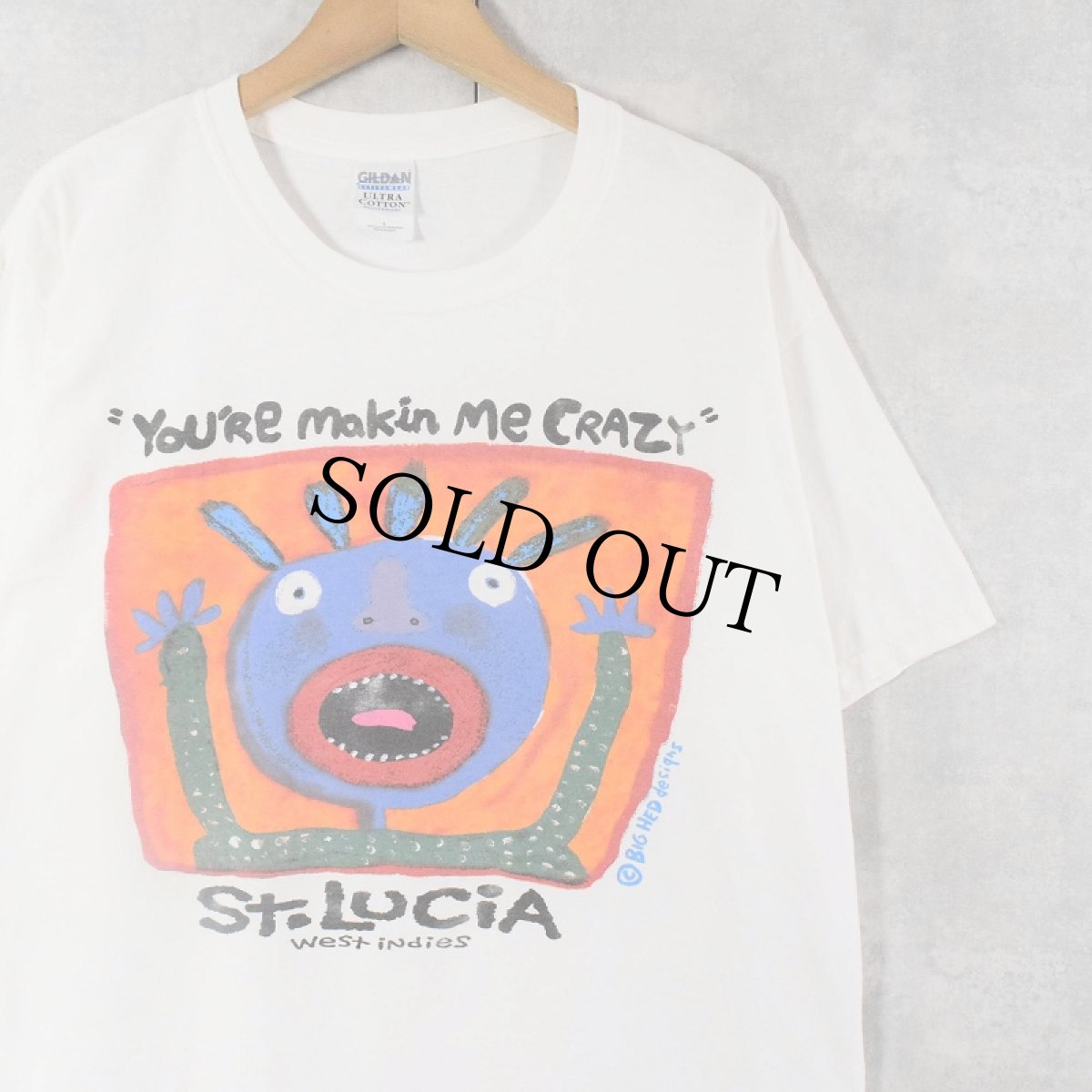 画像1: BIG HED "YOU'RE MAKIN ME CRAZY" アートプリントTシャツ L (1)