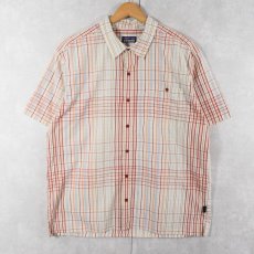 画像1: Patagonia ORGANIC COTTON マドラスチェック柄 シアサッカーシャツ XL (1)