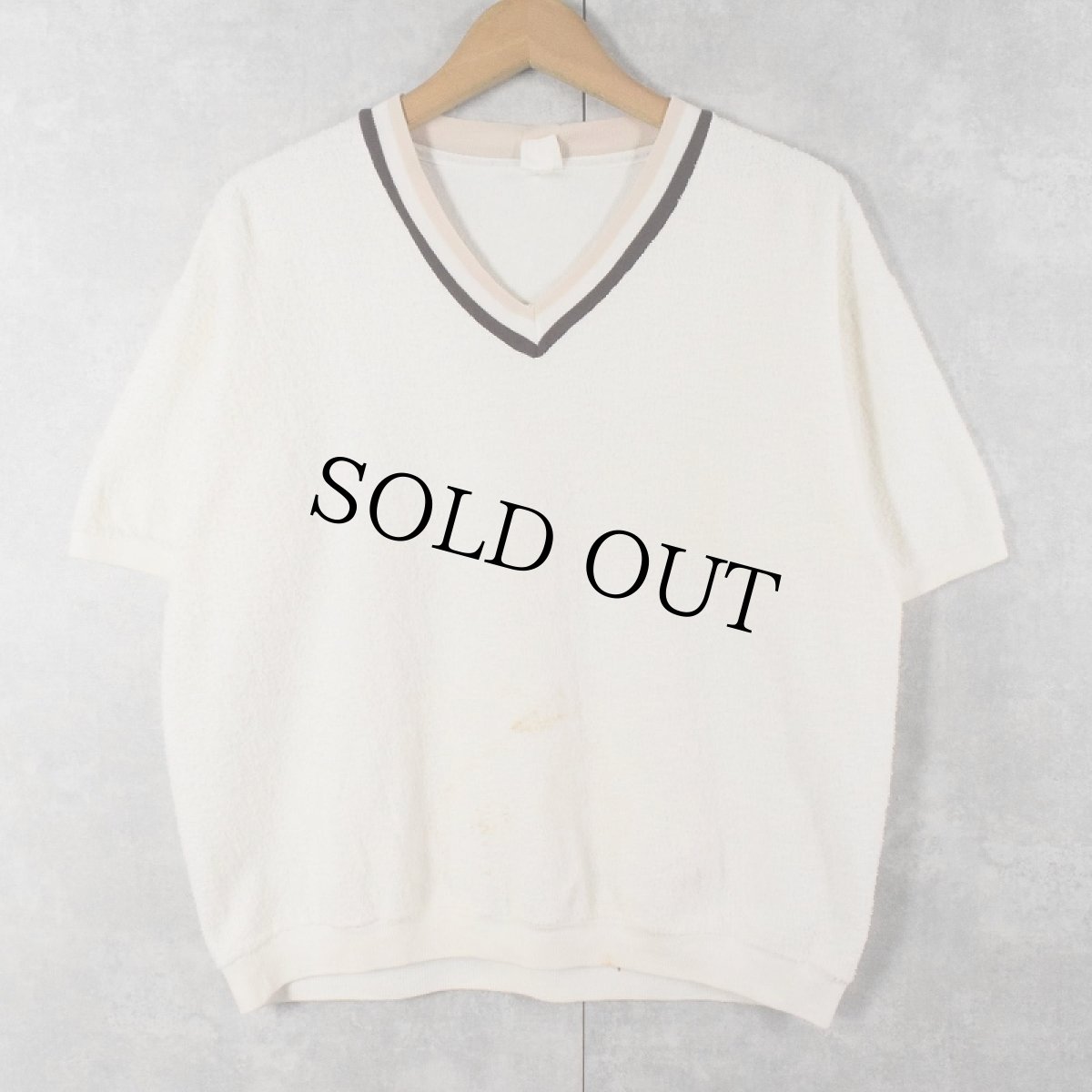 画像1: 60's TOWNCRAFT Penneys Vネック パイルTシャツ L (1)
