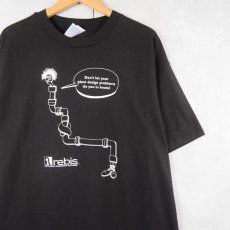 画像1: 90's Rebis USA製 ソフトウェア企業 シュールイラストプリントTシャツ BLACK XL (1)