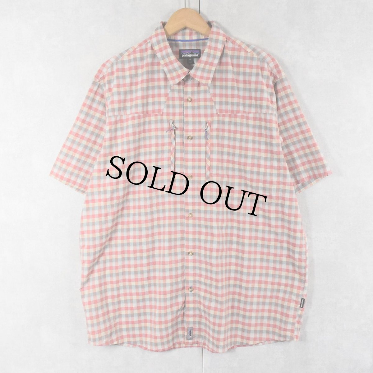 画像1: Patagonia チェック柄 ナイロン×ポリシャツ XL (1)