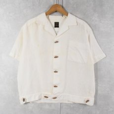画像1: メッシュデザイン コットンオープンカラーシャツ L (1)