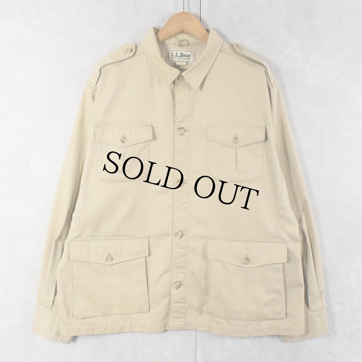 画像1: 80〜90's L.L.Bean USA製 ポリエステル×コットン サファリジャケット XL (1)