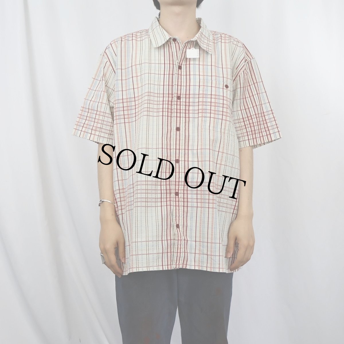 画像2: Patagonia ORGANIC COTTON マドラスチェック柄 シアサッカーシャツ XL (2)