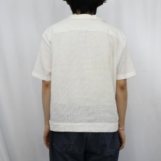 画像3: メッシュデザイン コットンオープンカラーシャツ L (3)