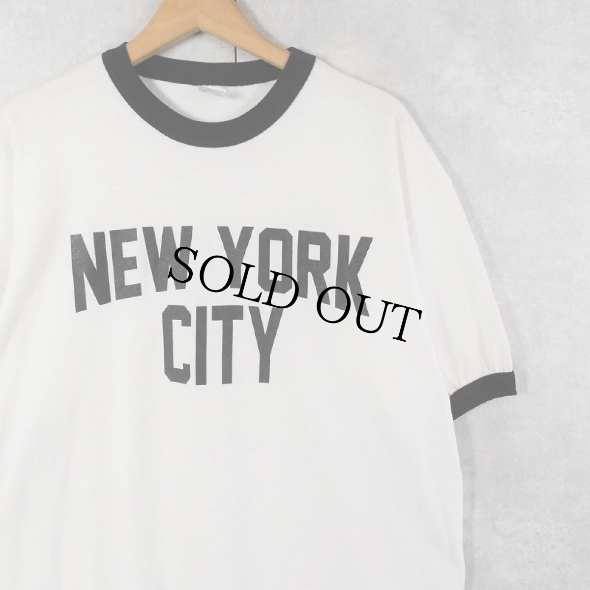 画像1: 2000's "NEW YORK CITY" プリントリンガーTシャツ XL (1)