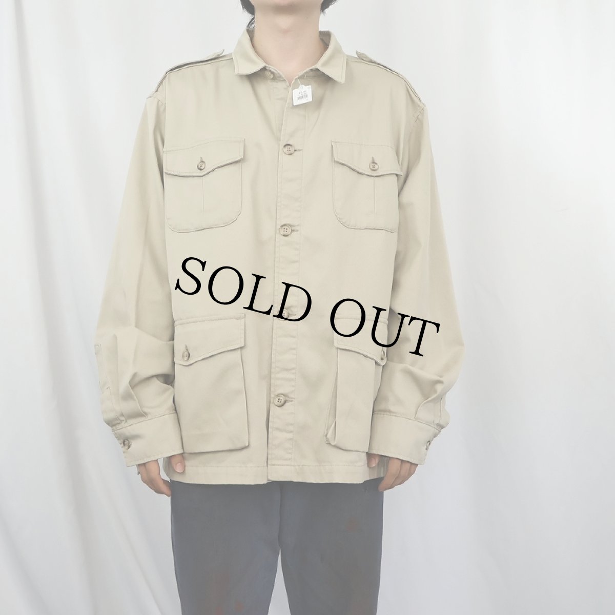 画像2: 80〜90's L.L.Bean USA製 ポリエステル×コットン サファリジャケット XL (2)