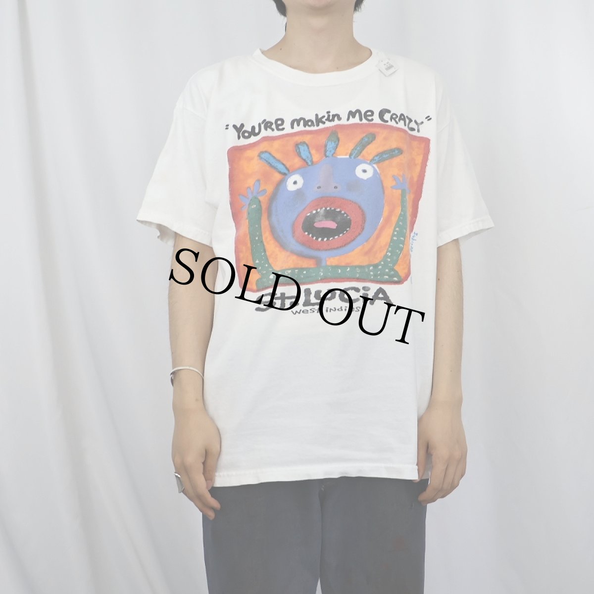 画像2: BIG HED "YOU'RE MAKIN ME CRAZY" アートプリントTシャツ L (2)