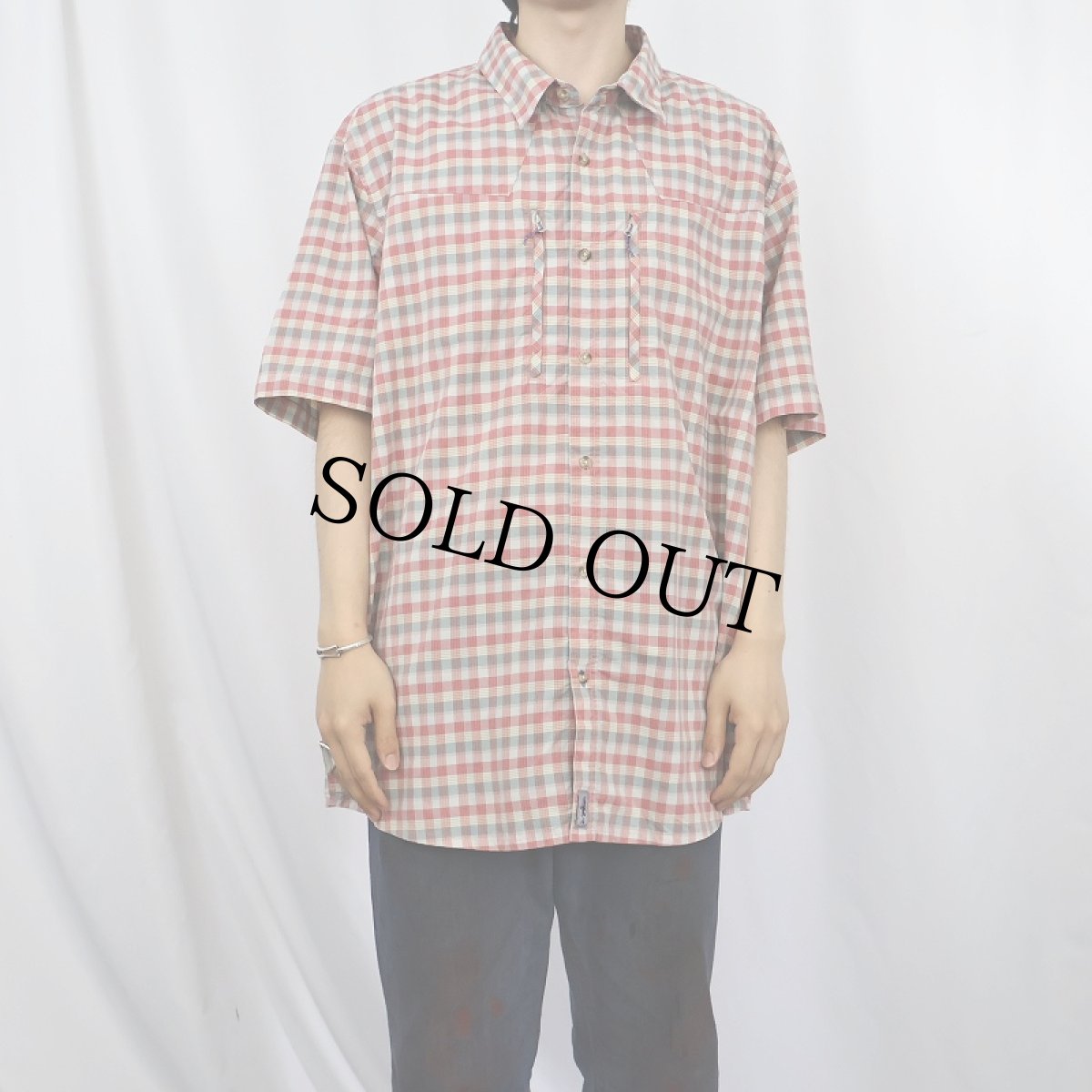 画像2: Patagonia チェック柄 ナイロン×ポリシャツ XL (2)