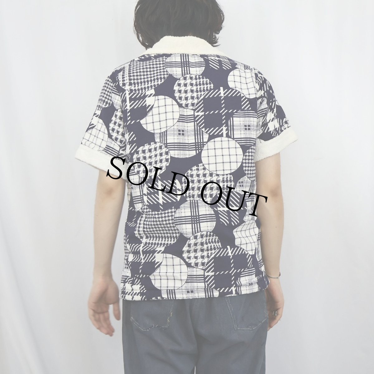 画像3: 〜70's Sea Mark 総柄 パイル ビーチシャツ M (3)