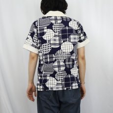 画像3: 〜70's Sea Mark 総柄 パイル ビーチシャツ M (3)