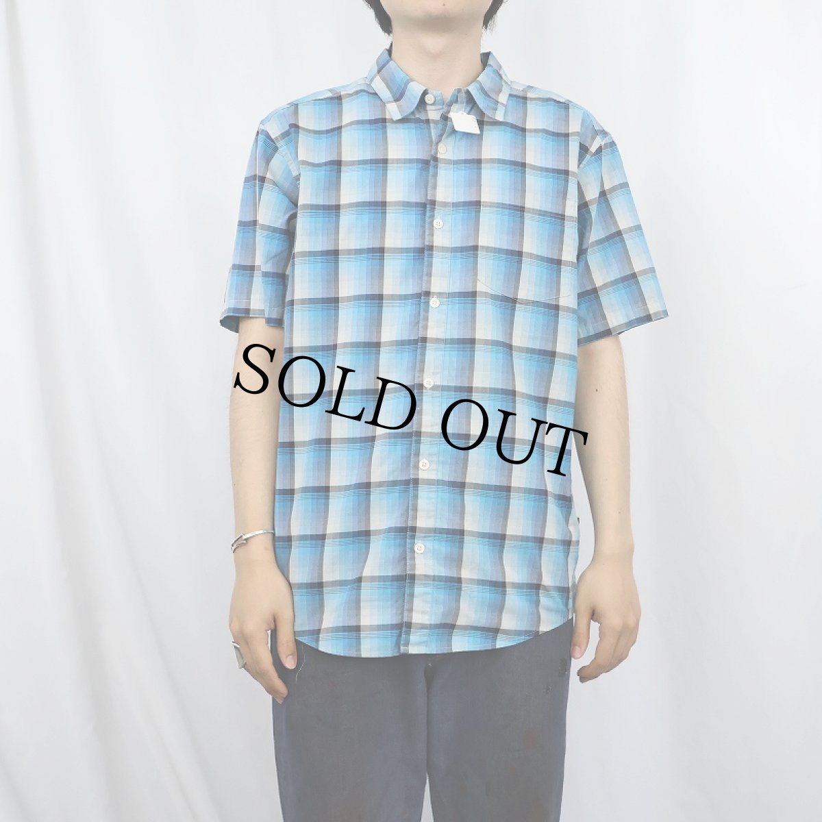 画像2: Patagonia ORGANIC COTTON オンブレーチェック柄 コットンポリシャツ M (2)