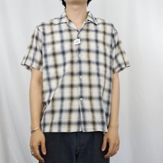 画像2: 50's Lanier オンブレーチェック柄 オープンカラーシャツ M (2)