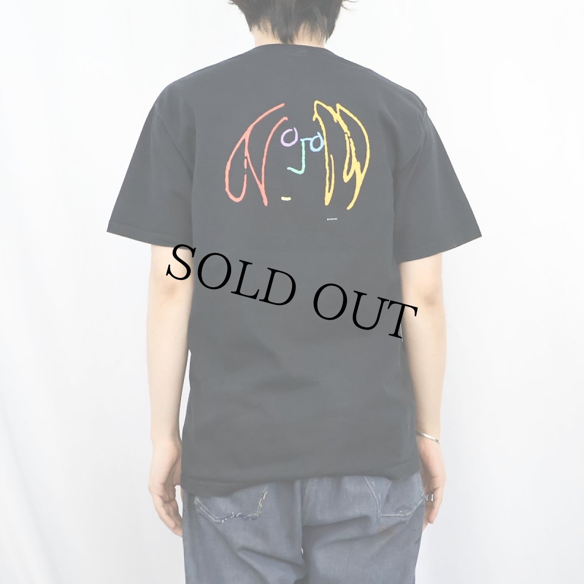 画像4: YOKO ONO "JOHN LENNON" ミュージシャンアートプリントTシャツ BLACK (4)