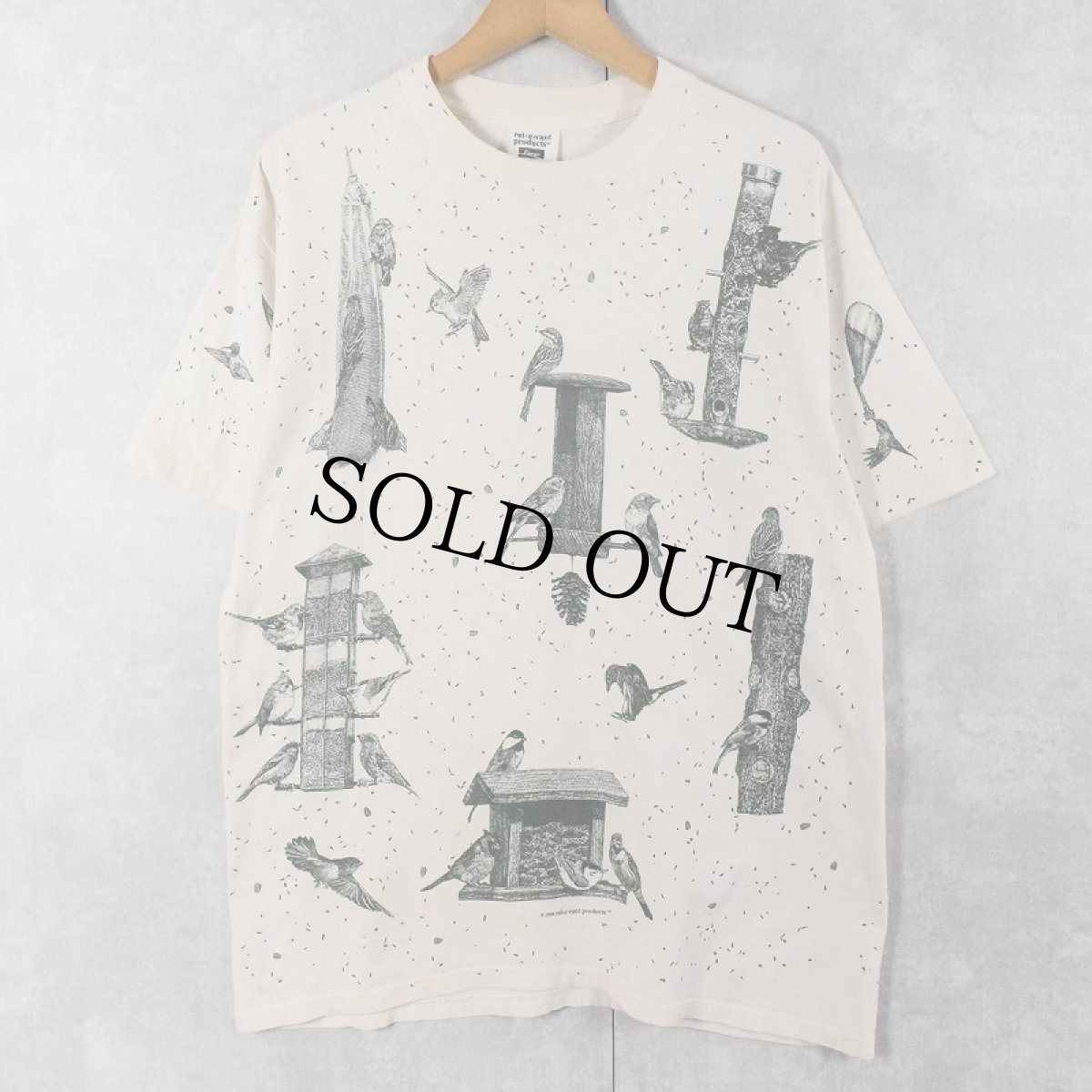 画像1: 90's rel-e-vant products USA製 鳥プリントTシャツ L (1)