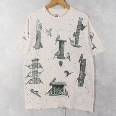 画像1: 90's rel-e-vant products USA製 鳥プリントTシャツ L (1)